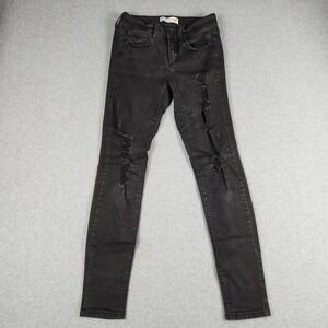 Mudd FLX Stretch Low Rise Skinny Jeans Women 5 Black Denim Streetwear Distressed